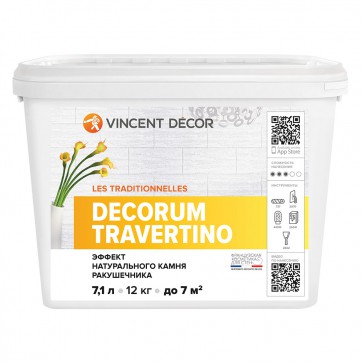 Покрытие декоративное структурное Decorum Travertino 12 кг Vincent Decor