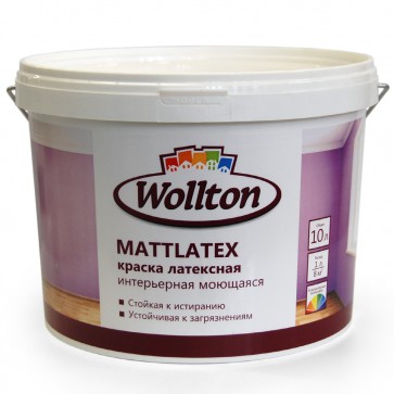 Краска латексная водно-дисперсионная интерьерная моющаяся Mattlatex Wollton 10 л