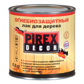 Лак огнебиозащитный алкидный для древесины полуматовый Pirex Декор 0,8 кг